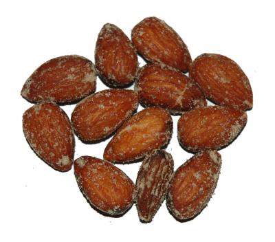 Hickory Smoked Almonds have a delicate smoky flavor