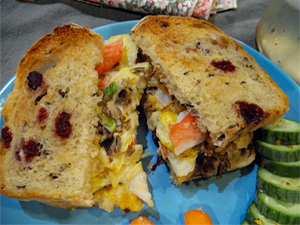 wild rice and crab sandwich