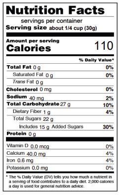 Crystallized Ginger Diced Nutritional