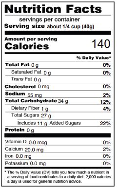 Mango Diced Nutritional 