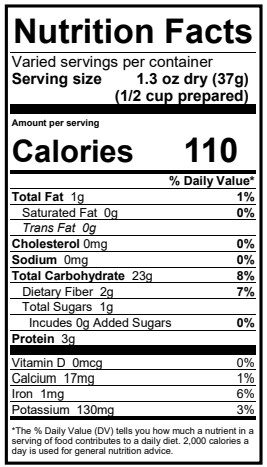 Kale and Grain Medley Nutritional Info